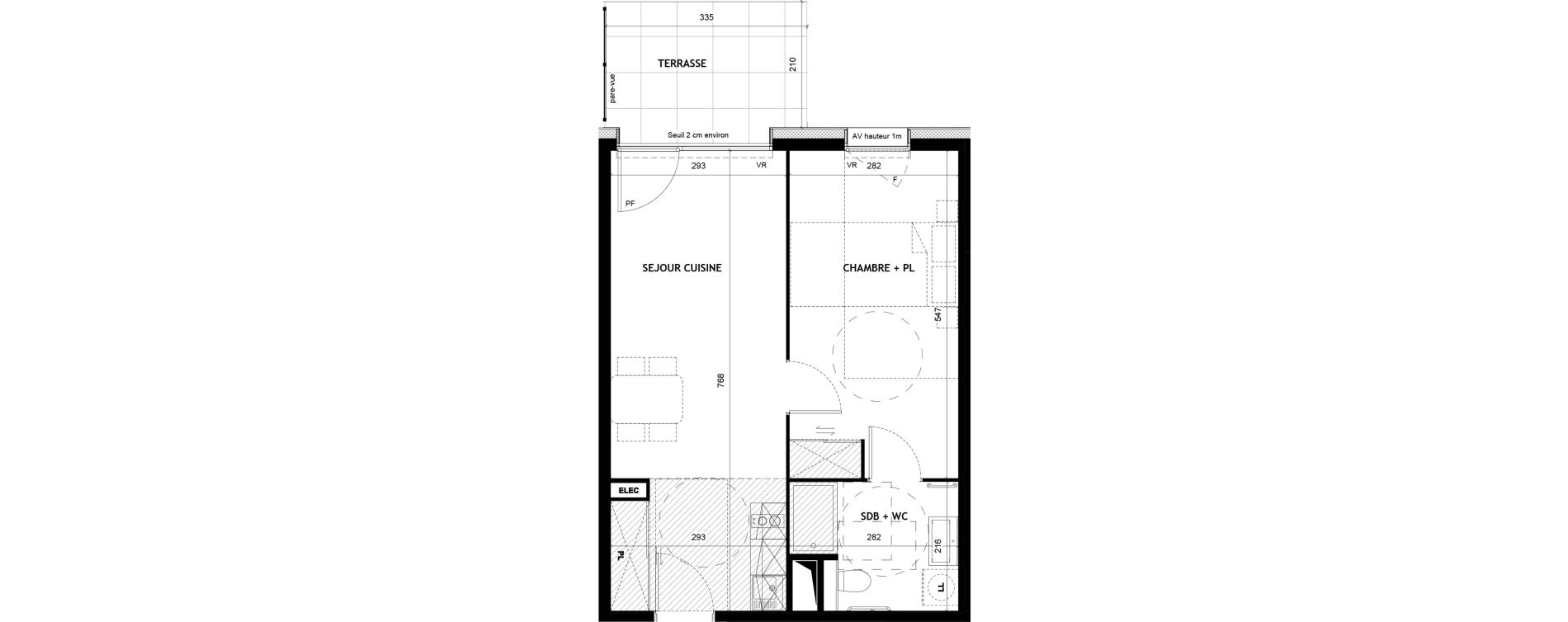 Appartement T2 meubl&eacute; de 43,18 m2 &agrave; Sciez Centre