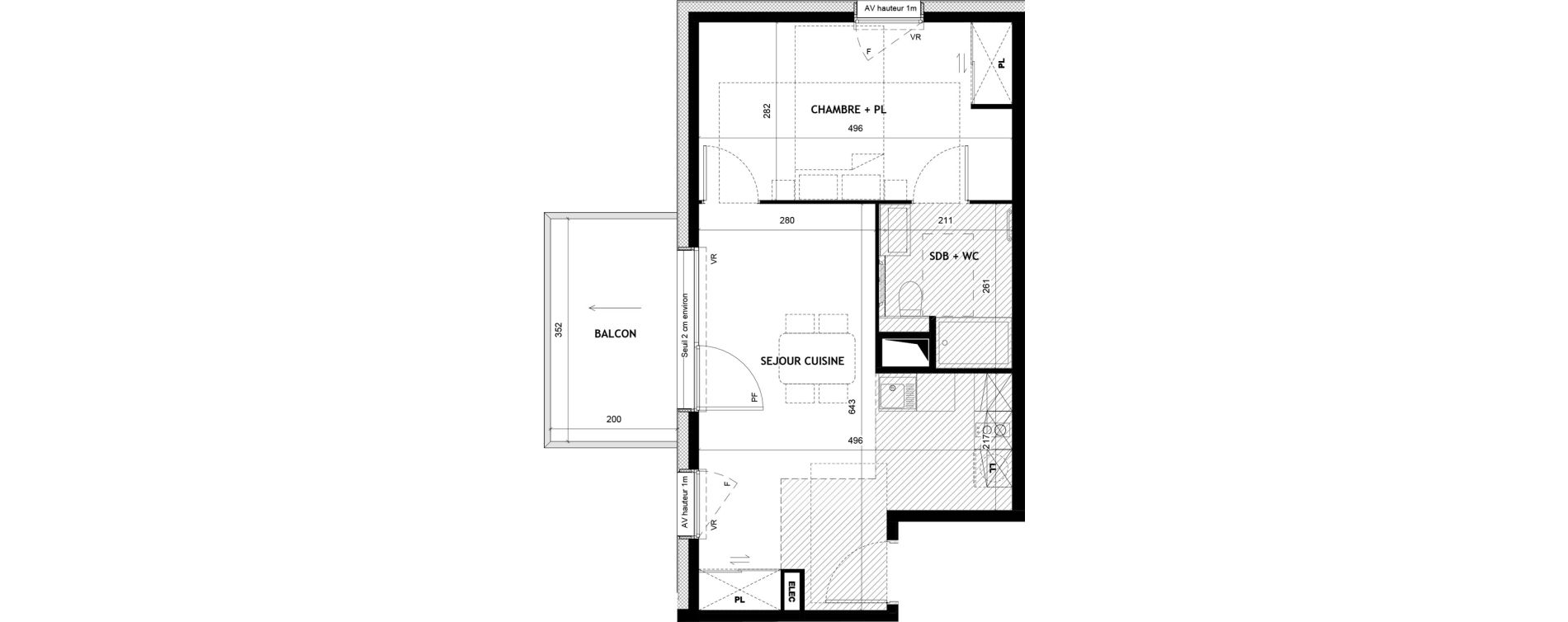 Appartement T2 meubl&eacute; de 41,59 m2 &agrave; Sciez Centre