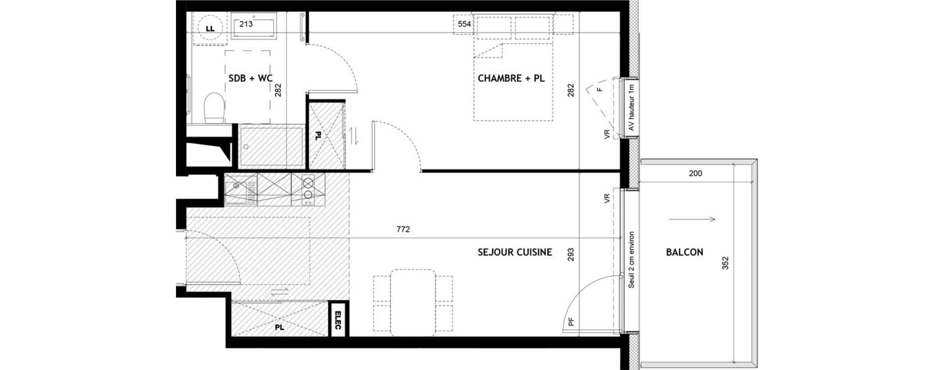 Appartement T2 meubl&eacute; de 42,36 m2 &agrave; Sciez Centre