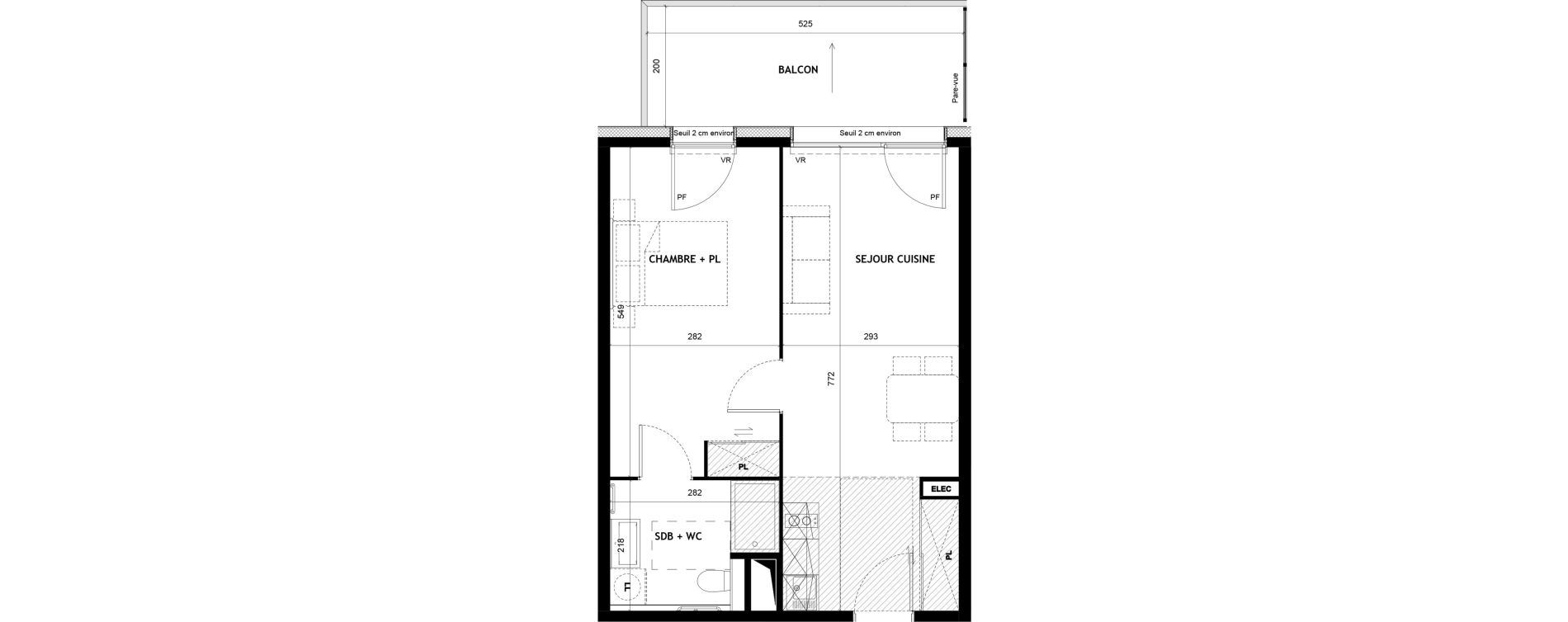 Appartement T2 meubl&eacute; de 43,39 m2 &agrave; Sciez Centre