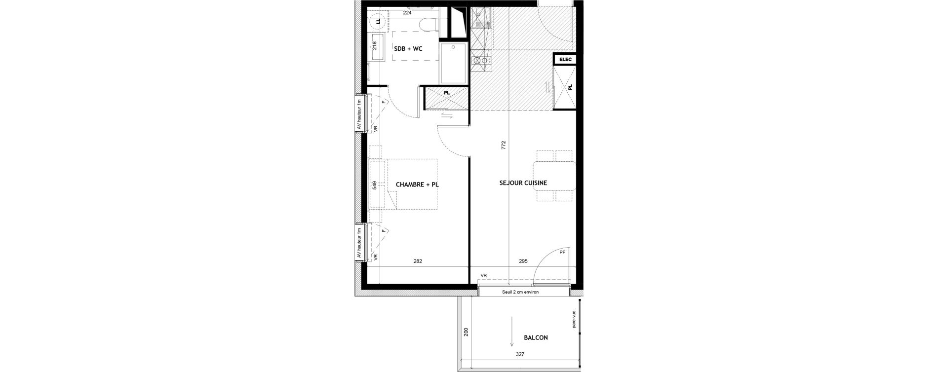 Appartement T2 meubl&eacute; de 43,50 m2 &agrave; Sciez Centre