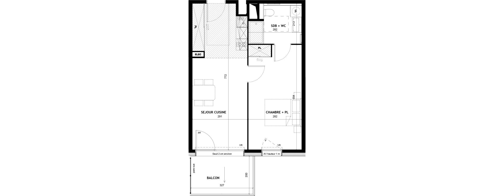 Appartement T2 meubl&eacute; de 42,86 m2 &agrave; Sciez Centre