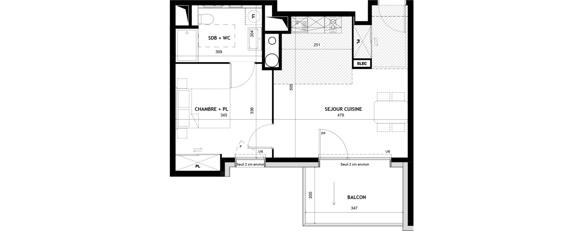 Appartement T2 meubl&eacute; de 41,45 m2 &agrave; Sciez Centre
