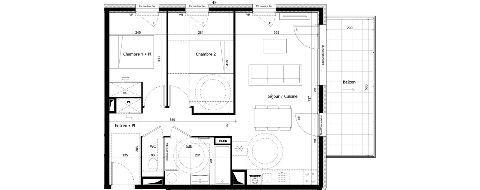 Appartement T3 de 62,94 m2 &agrave; Sciez Centre