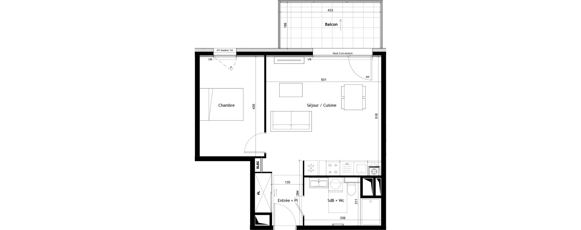 Appartement T2 de 48,74 m2 &agrave; Sciez Centre