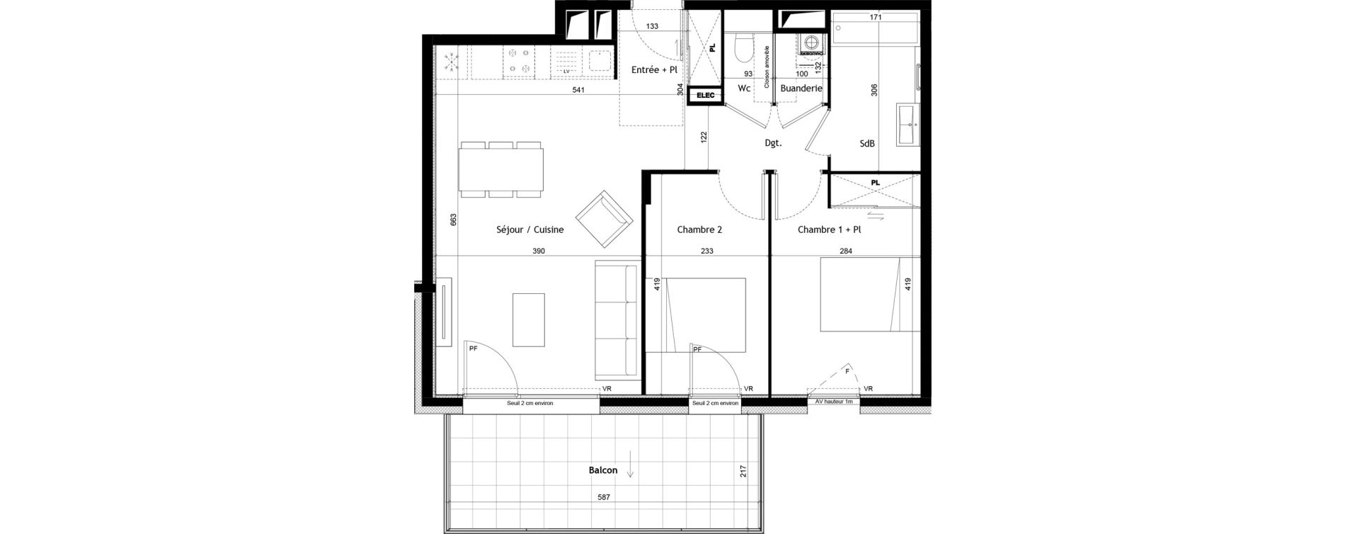 Appartement T3 de 62,68 m2 &agrave; Sciez Centre