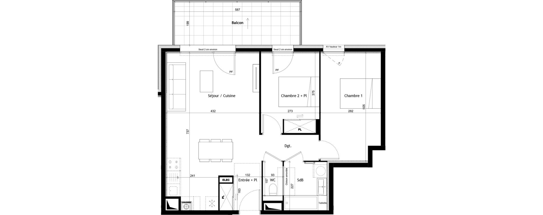 Appartement T3 de 64,89 m2 &agrave; Sciez Centre