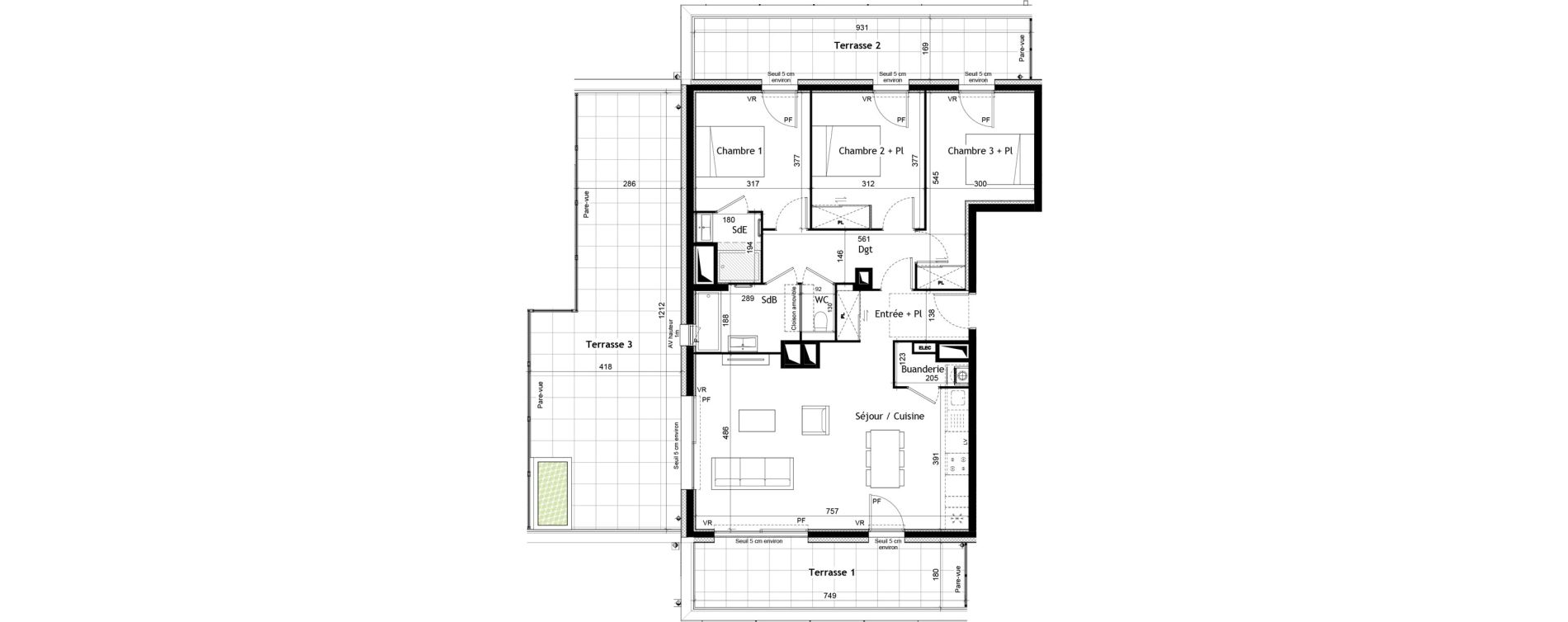 Appartement T4 de 92,40 m2 &agrave; Sciez Centre