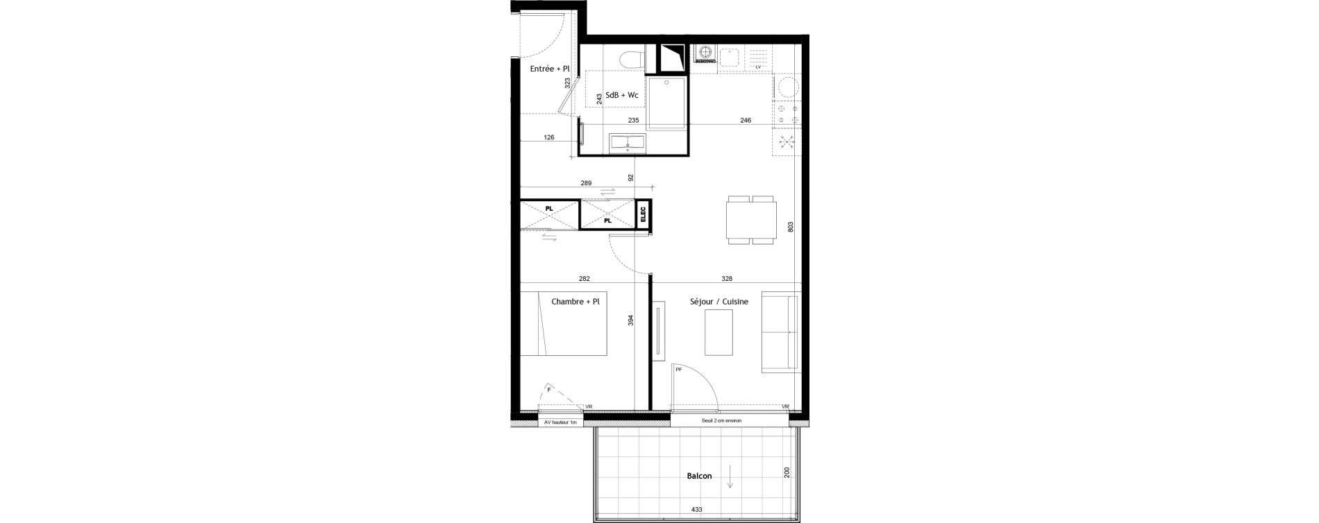 Appartement T2 de 48,96 m2 &agrave; Sciez Centre