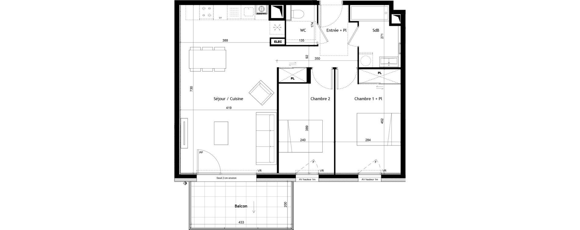Appartement T3 de 67,13 m2 &agrave; Sciez Centre