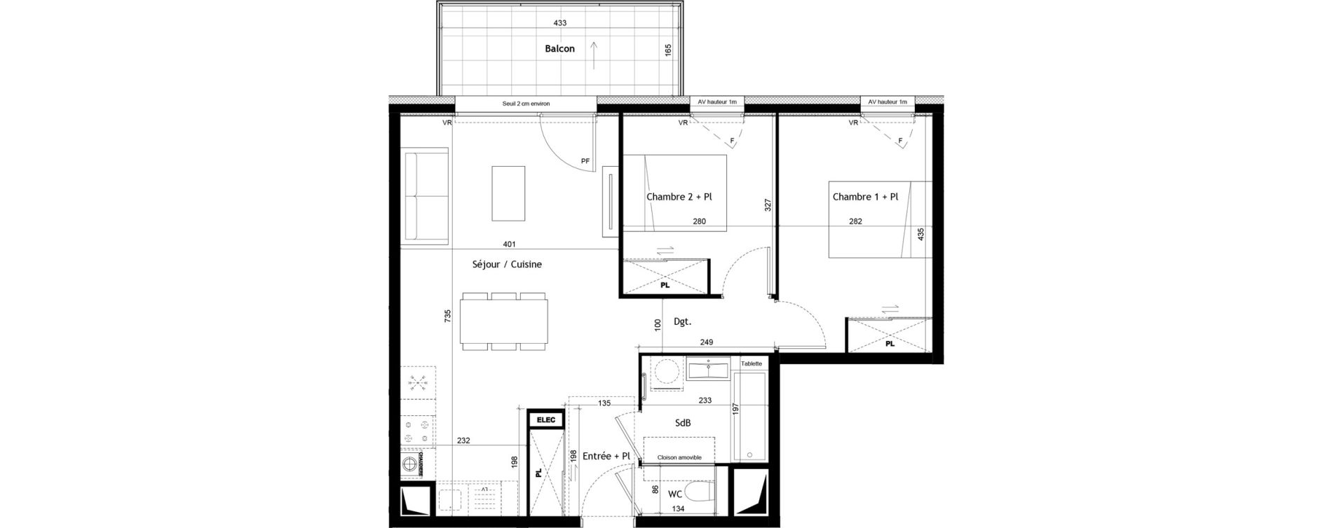 Appartement T3 de 60,02 m2 &agrave; Sciez Centre
