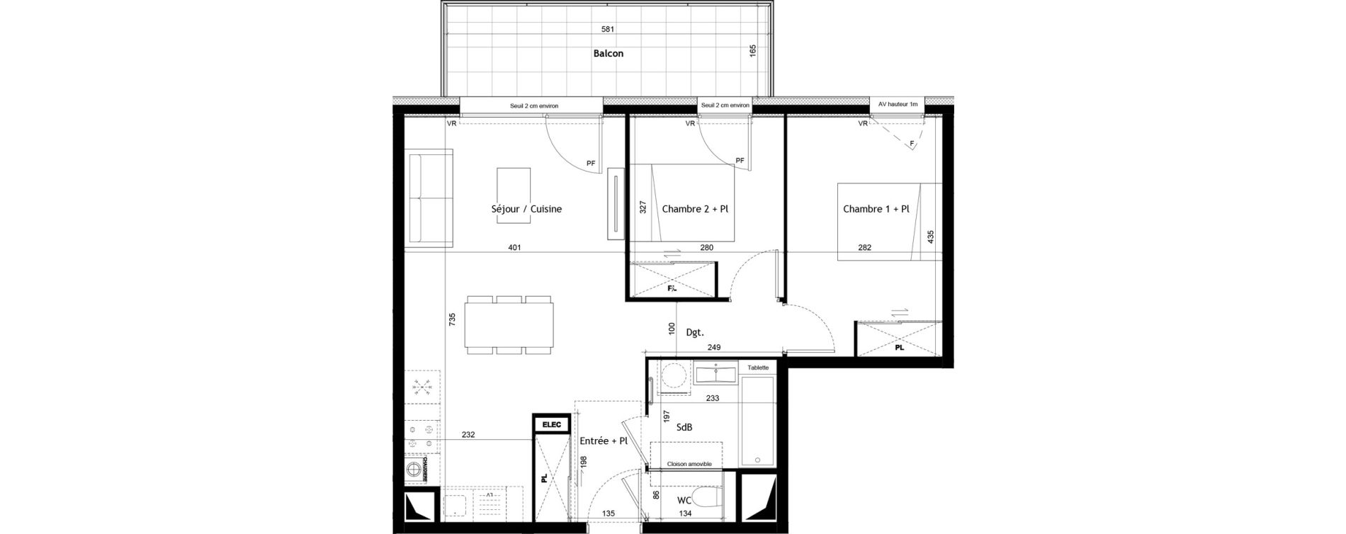 Appartement T3 de 60,02 m2 &agrave; Sciez Centre
