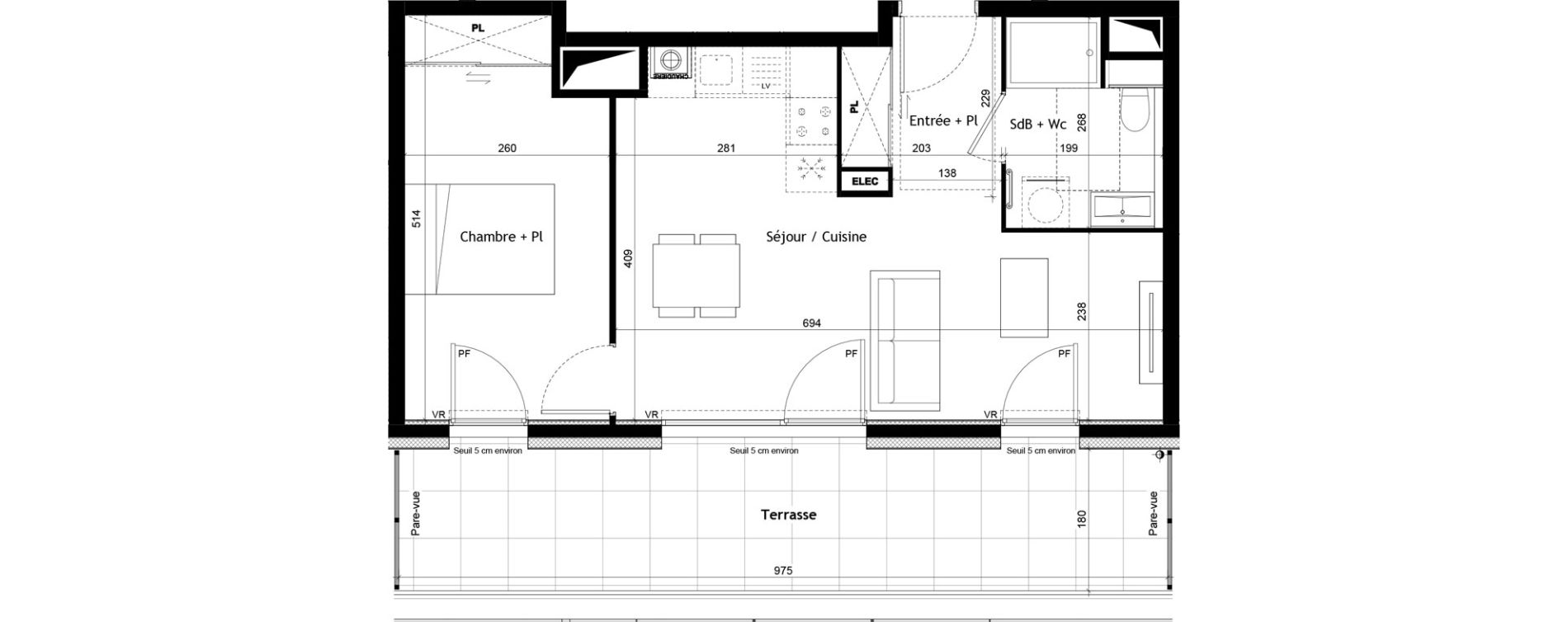Appartement T2 de 45,55 m2 &agrave; Sciez Centre
