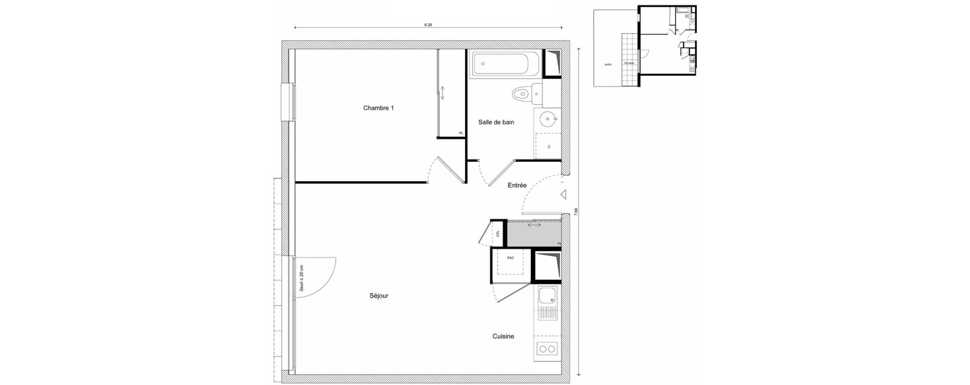 Appartement T2 de 46,45 m2 &agrave; Scionzier Centre
