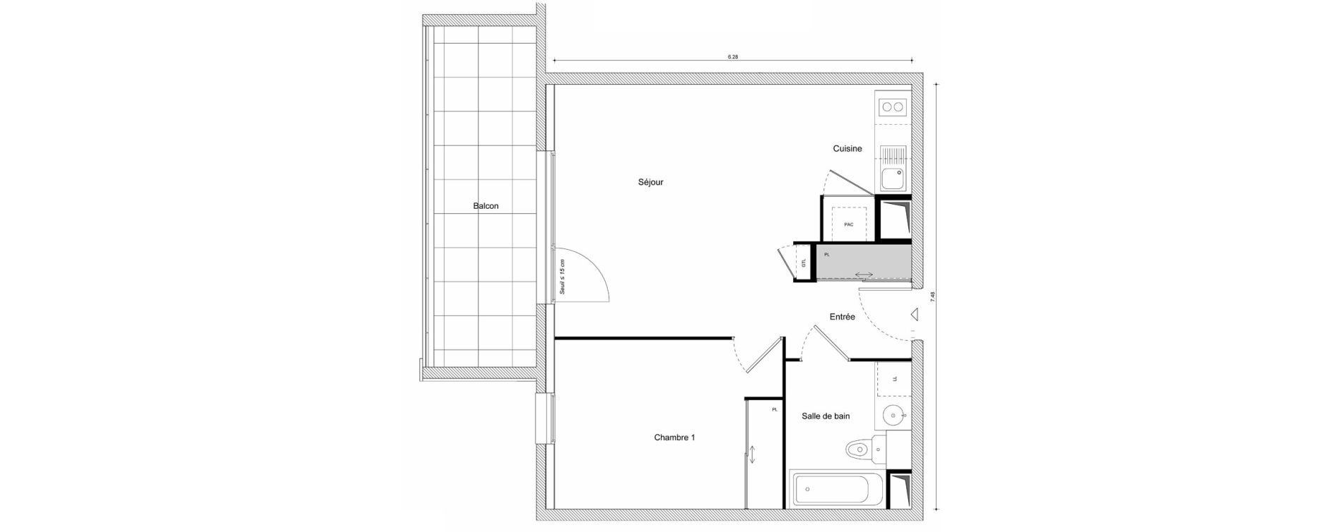 Appartement T2 de 45,23 m2 &agrave; Scionzier Centre