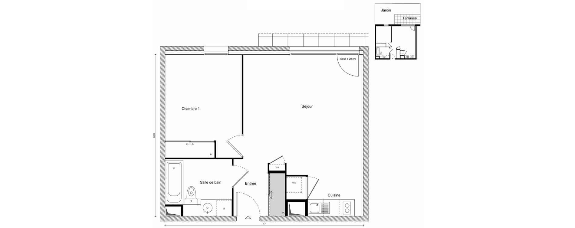 Appartement T2 de 46,62 m2 &agrave; Scionzier Centre
