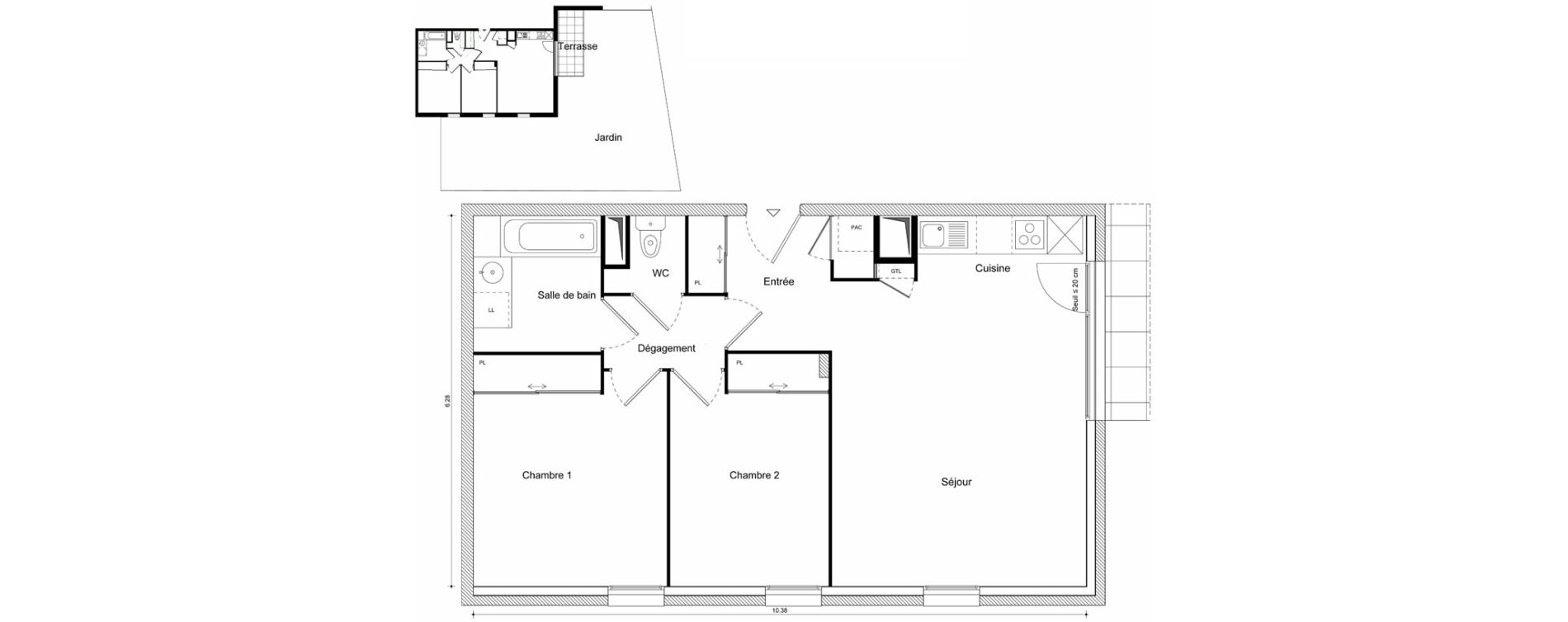 Appartement T3 de 62,78 m2 &agrave; Scionzier Centre