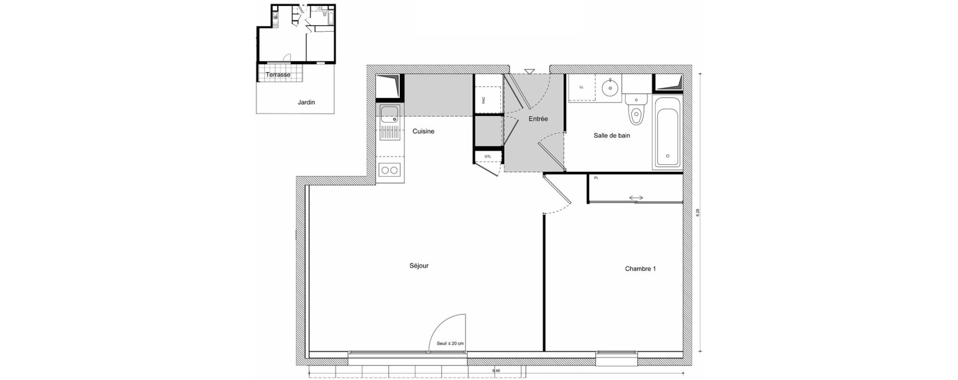 Appartement T2 de 47,72 m2 &agrave; Scionzier Centre