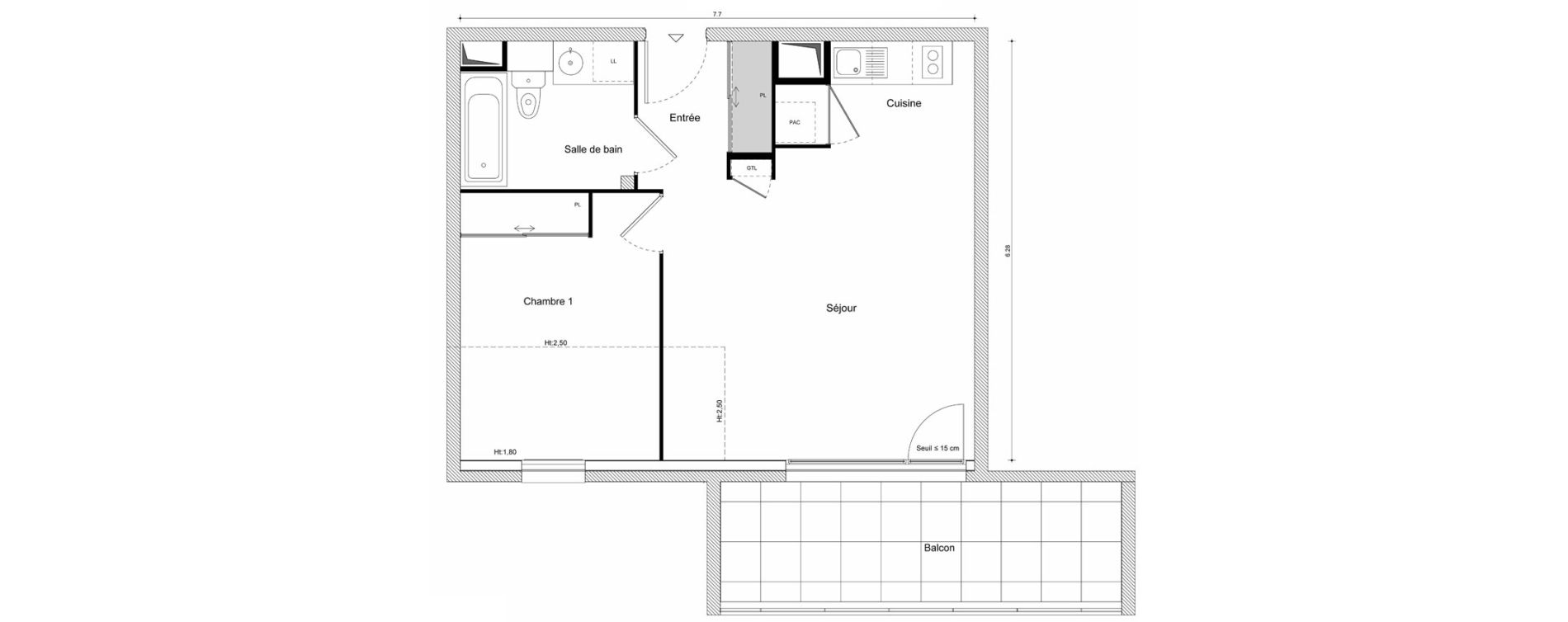 Appartement T2 de 46,56 m2 &agrave; Scionzier Centre