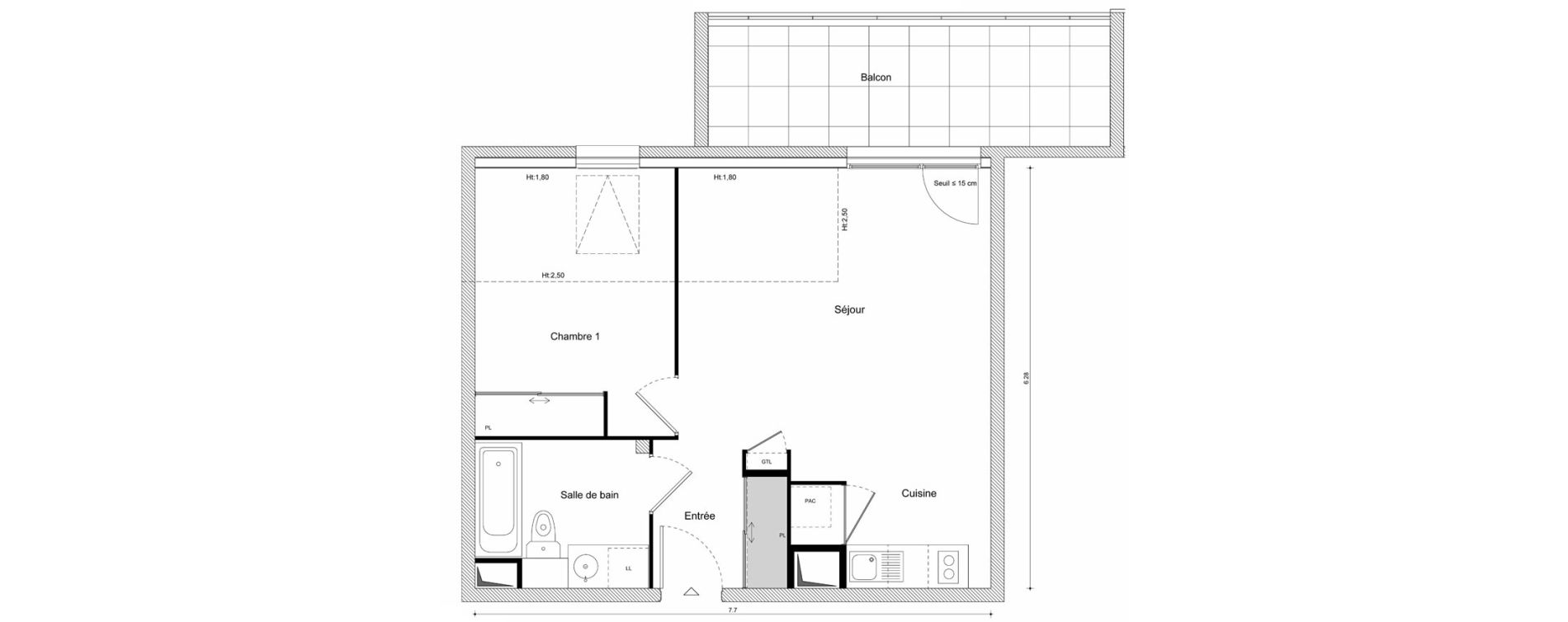 Appartement T2 de 46,58 m2 &agrave; Scionzier Centre