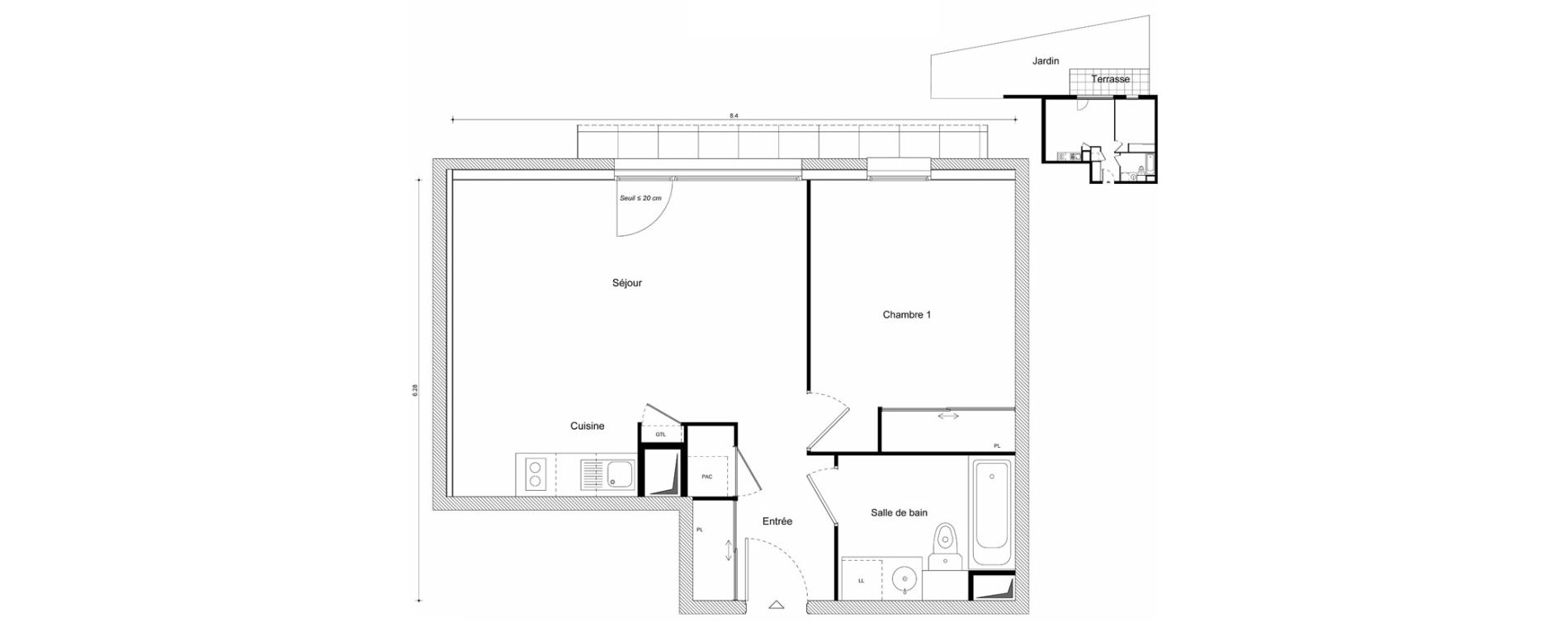 Appartement T2 de 45,46 m2 &agrave; Scionzier Centre