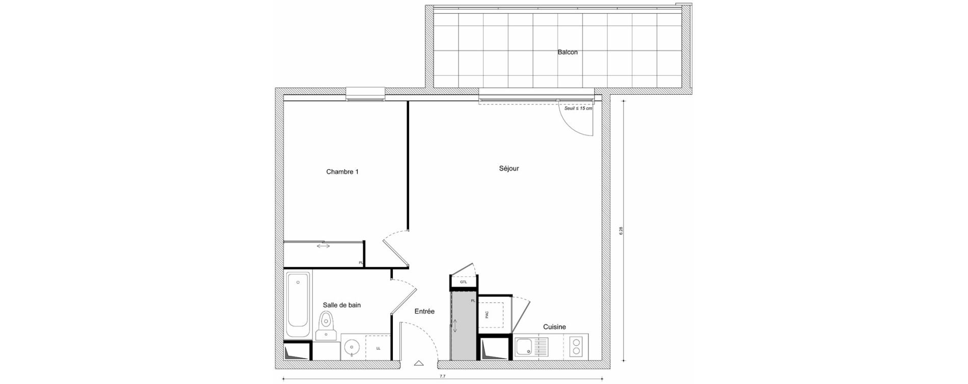 Appartement T2 de 46,60 m2 &agrave; Scionzier Centre