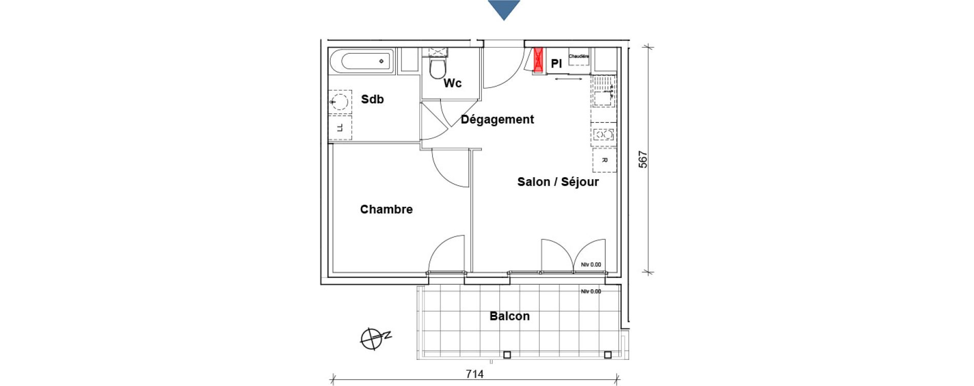 Appartement T2 de 39,07 m2 &agrave; Scionzier Centre
