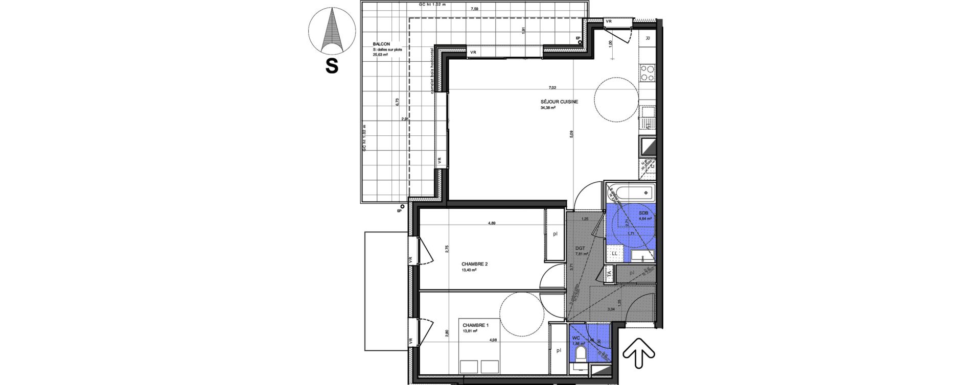 Appartement T3 de 75,92 m2 &agrave; S&eacute;vrier Centre