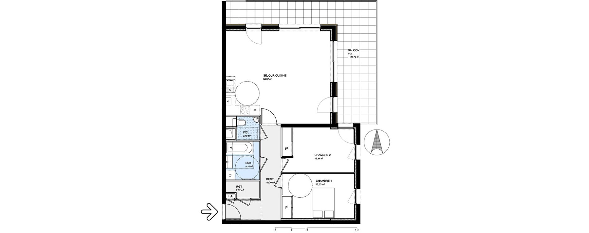 Appartement T3 de 80,79 m2 &agrave; S&eacute;vrier Centre
