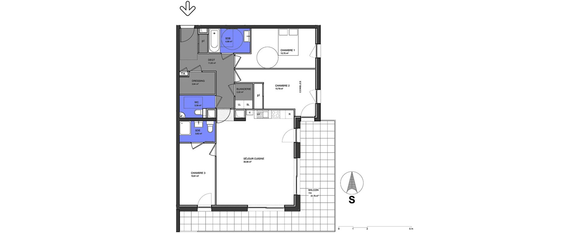 Appartement T4 de 102,77 m2 &agrave; S&eacute;vrier Centre