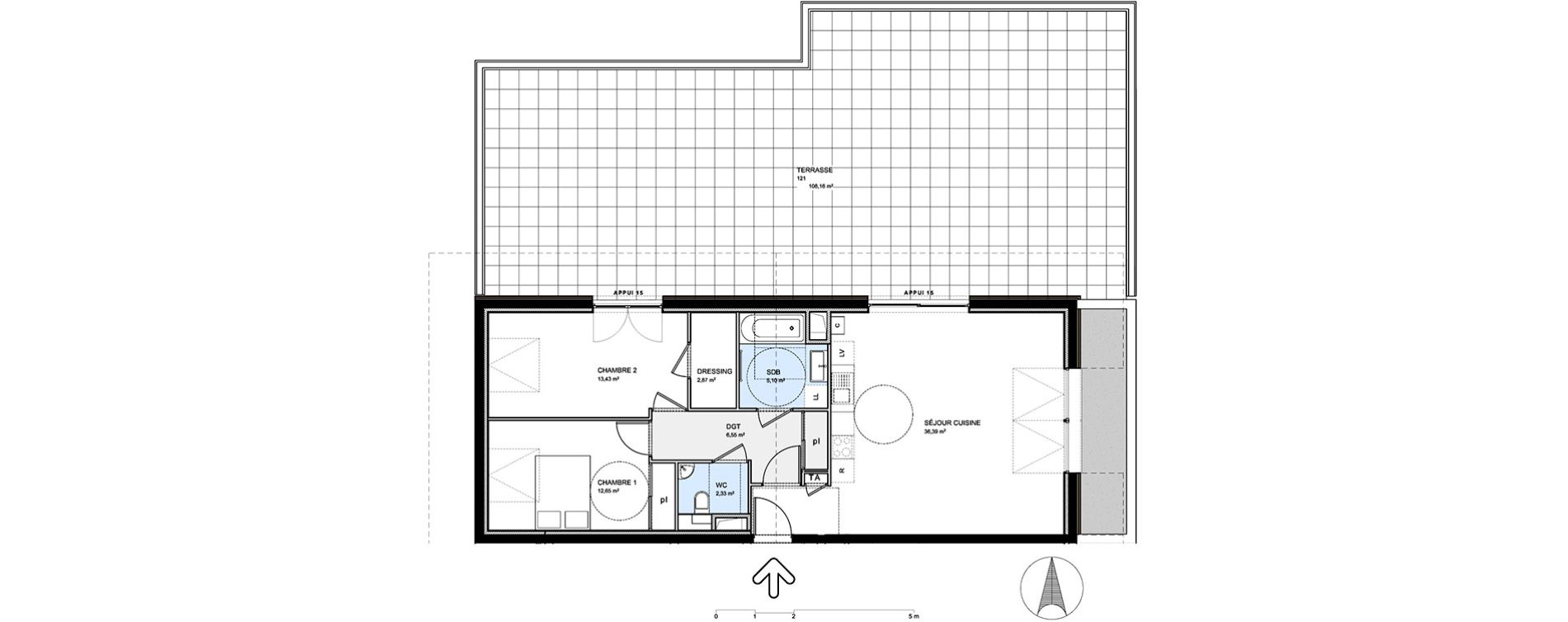 Appartement T3 de 79,32 m2 &agrave; S&eacute;vrier Centre