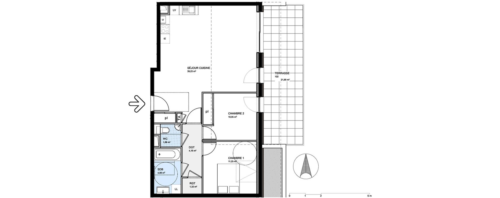 Appartement T3 de 75,39 m2 &agrave; S&eacute;vrier Centre