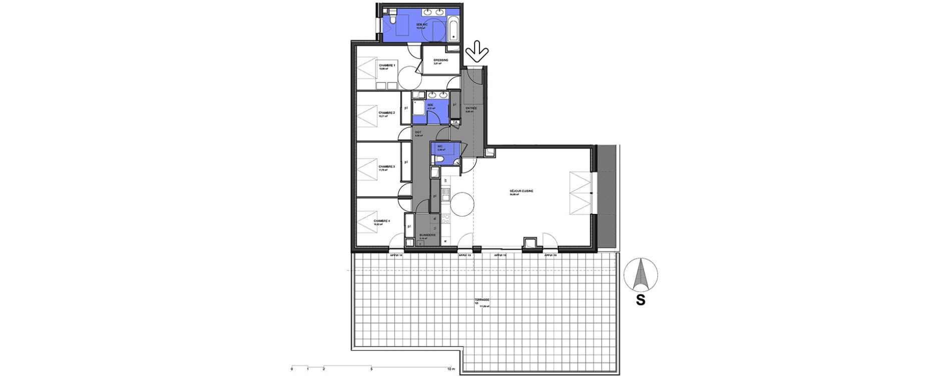 Appartement T5 de 141,04 m2 &agrave; S&eacute;vrier Centre