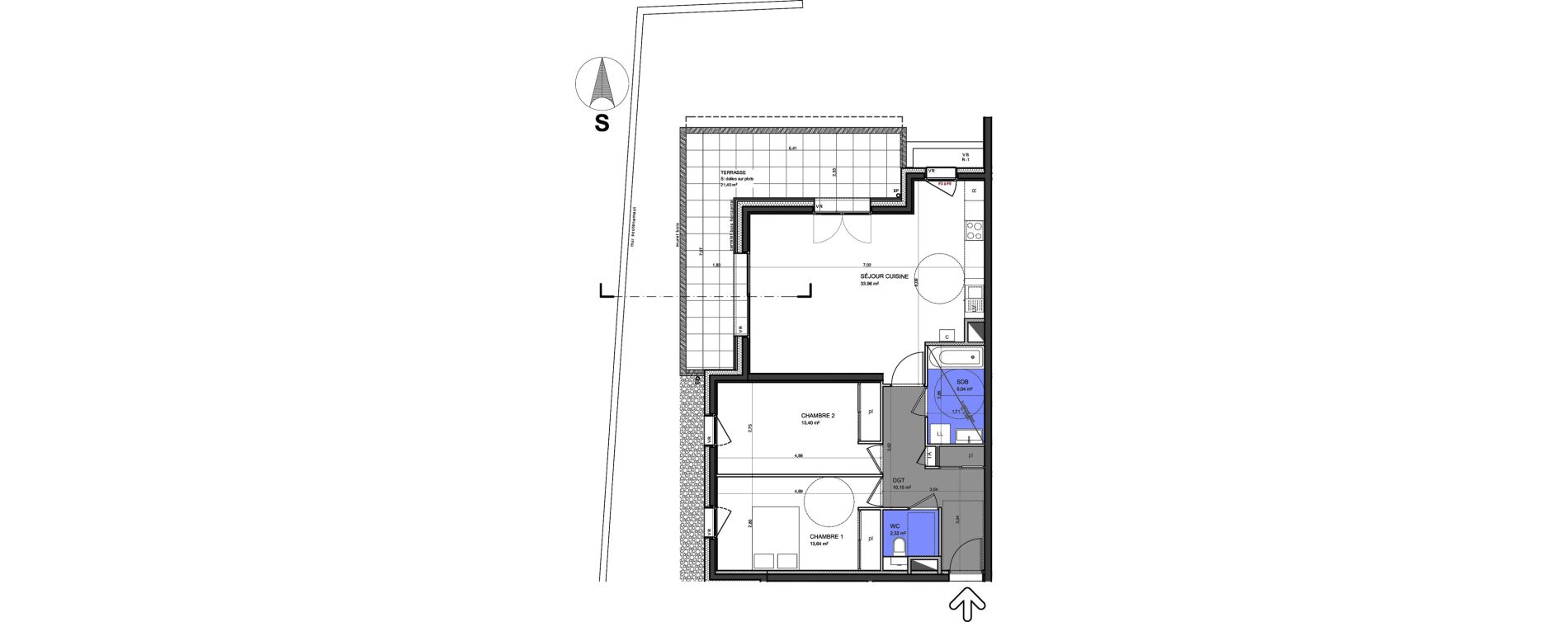 Appartement T3 de 78,51 m2 &agrave; S&eacute;vrier Centre