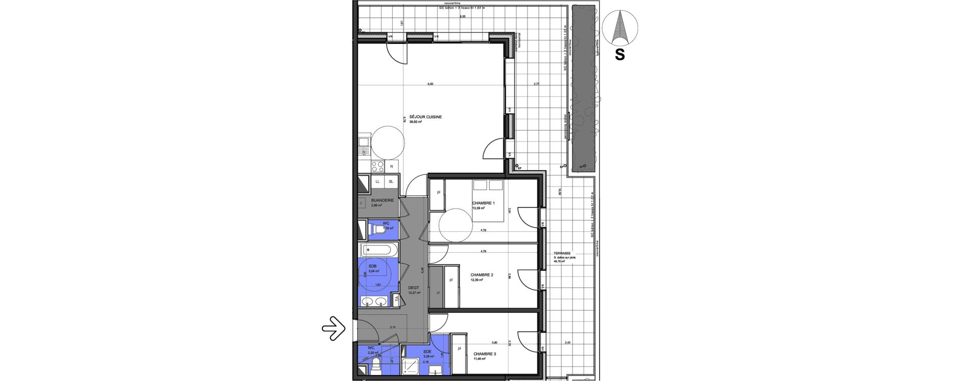 Appartement T4 de 102,99 m2 &agrave; S&eacute;vrier Centre
