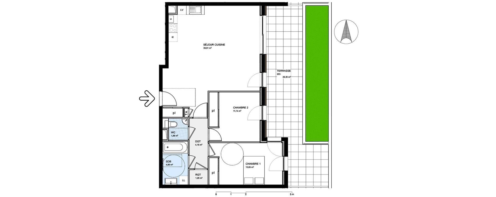 Appartement T3 de 77,02 m2 &agrave; S&eacute;vrier Centre