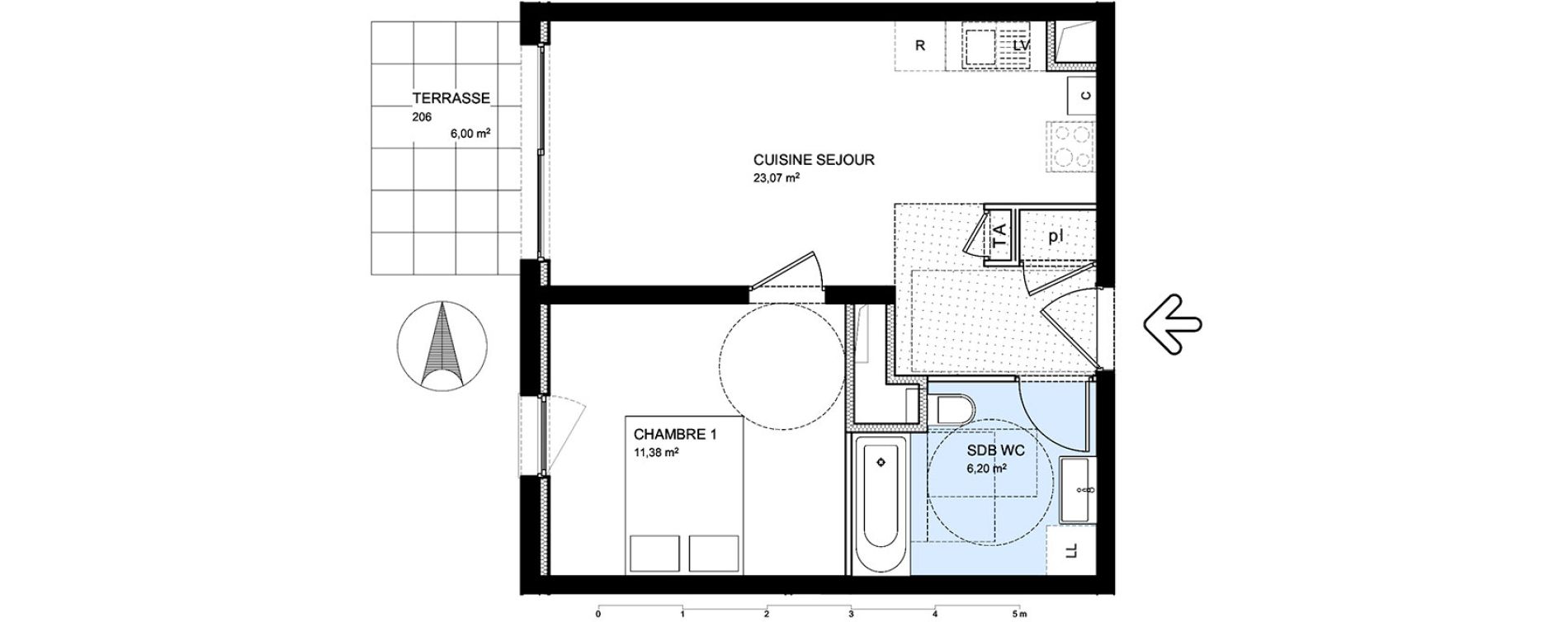 Appartement T2 de 40,65 m2 &agrave; S&eacute;vrier Centre
