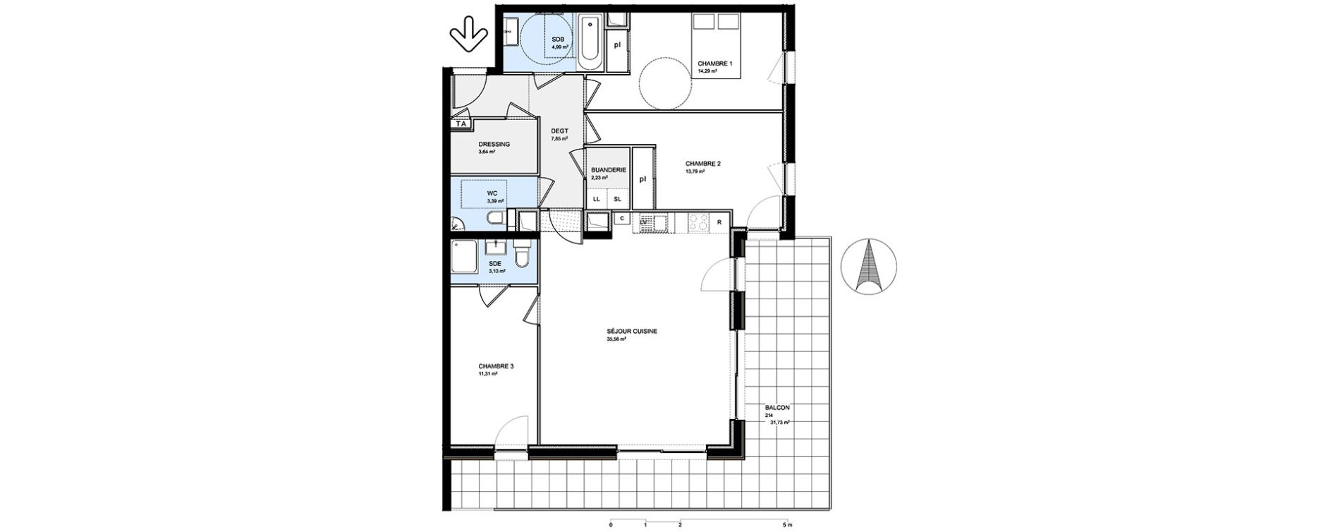 Appartement T4 de 100,18 m2 &agrave; S&eacute;vrier Centre
