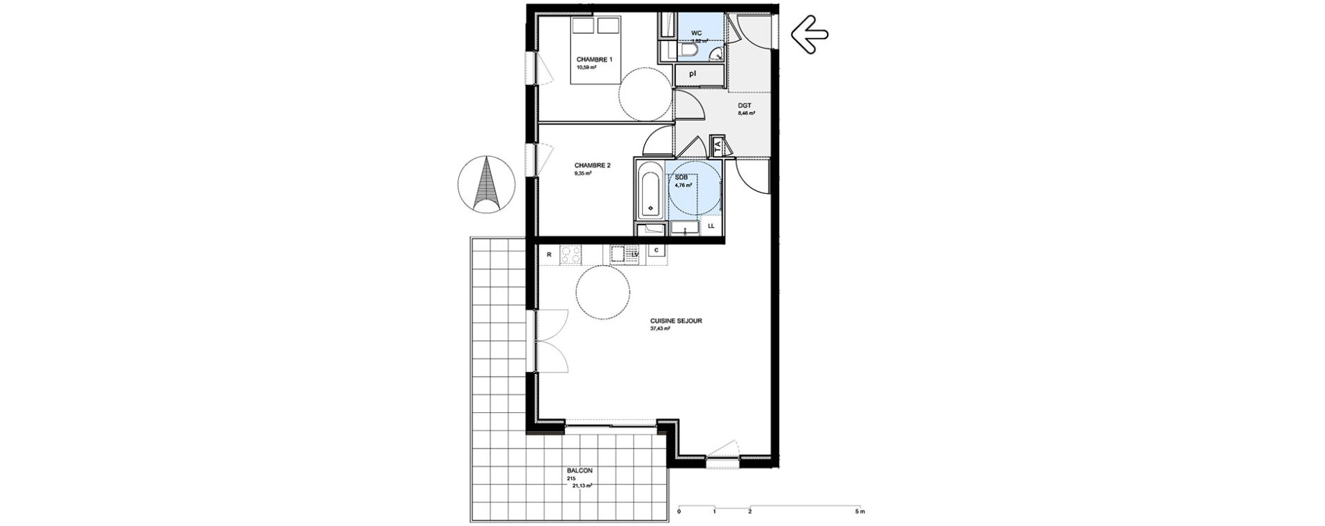 Appartement T3 de 72,41 m2 &agrave; S&eacute;vrier Centre