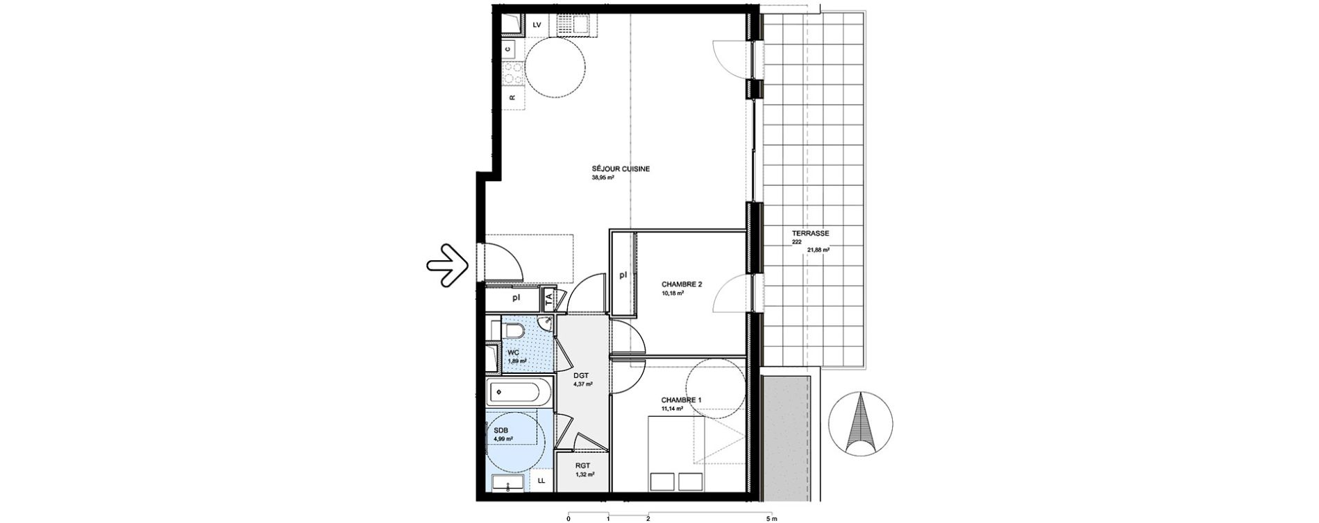 Appartement T3 de 72,84 m2 &agrave; S&eacute;vrier Centre