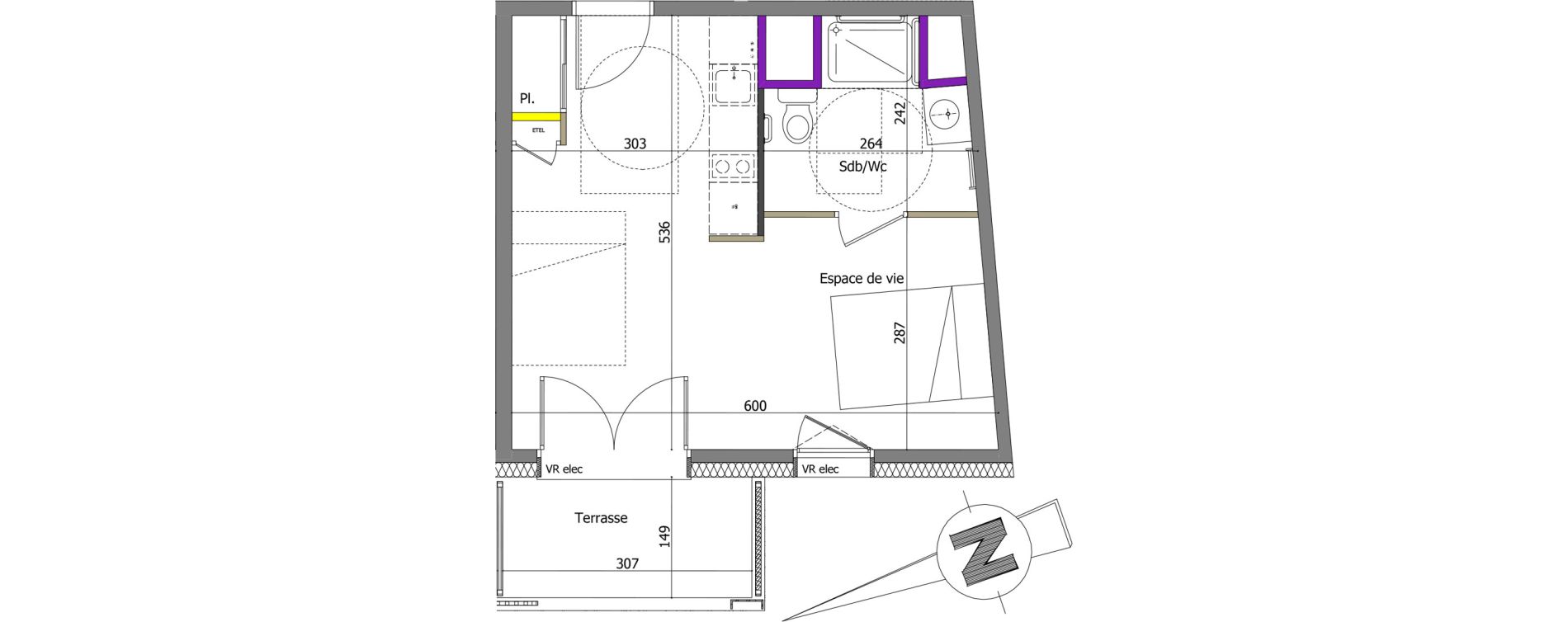 Appartement T1 de 29,01 m2 &agrave; Th&ocirc;nes Centre