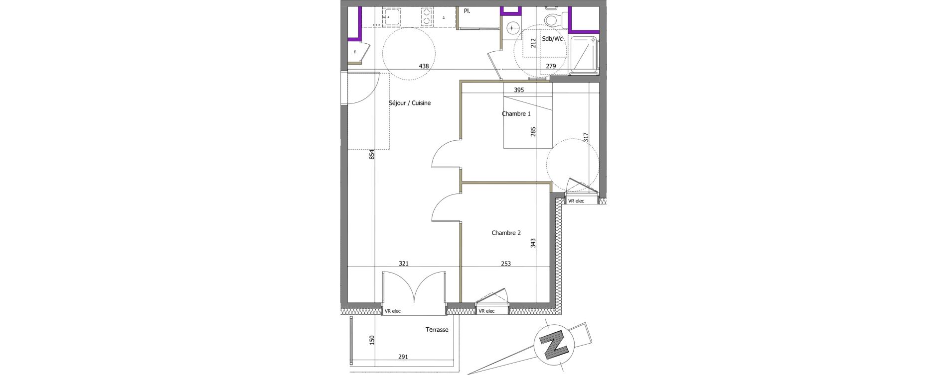 Appartement T3 de 54,36 m2 &agrave; Th&ocirc;nes Centre