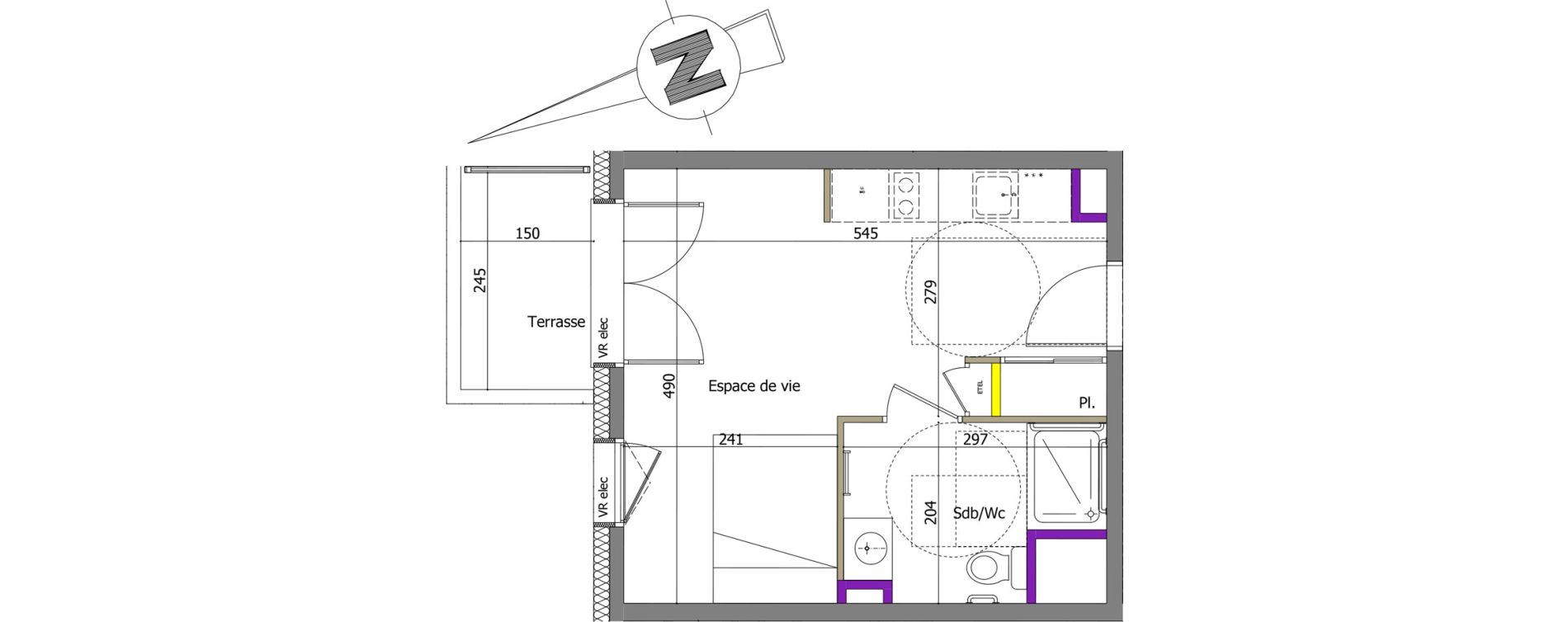 Appartement T1 de 24,83 m2 &agrave; Th&ocirc;nes Centre