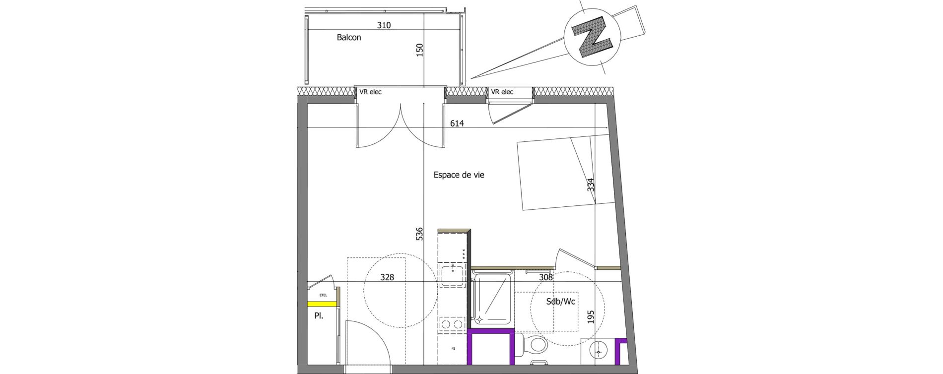 Appartement T1 de 32,50 m2 &agrave; Th&ocirc;nes Centre
