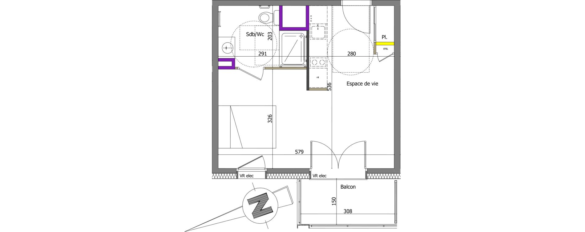 Appartement T1 de 29,33 m2 &agrave; Th&ocirc;nes Centre