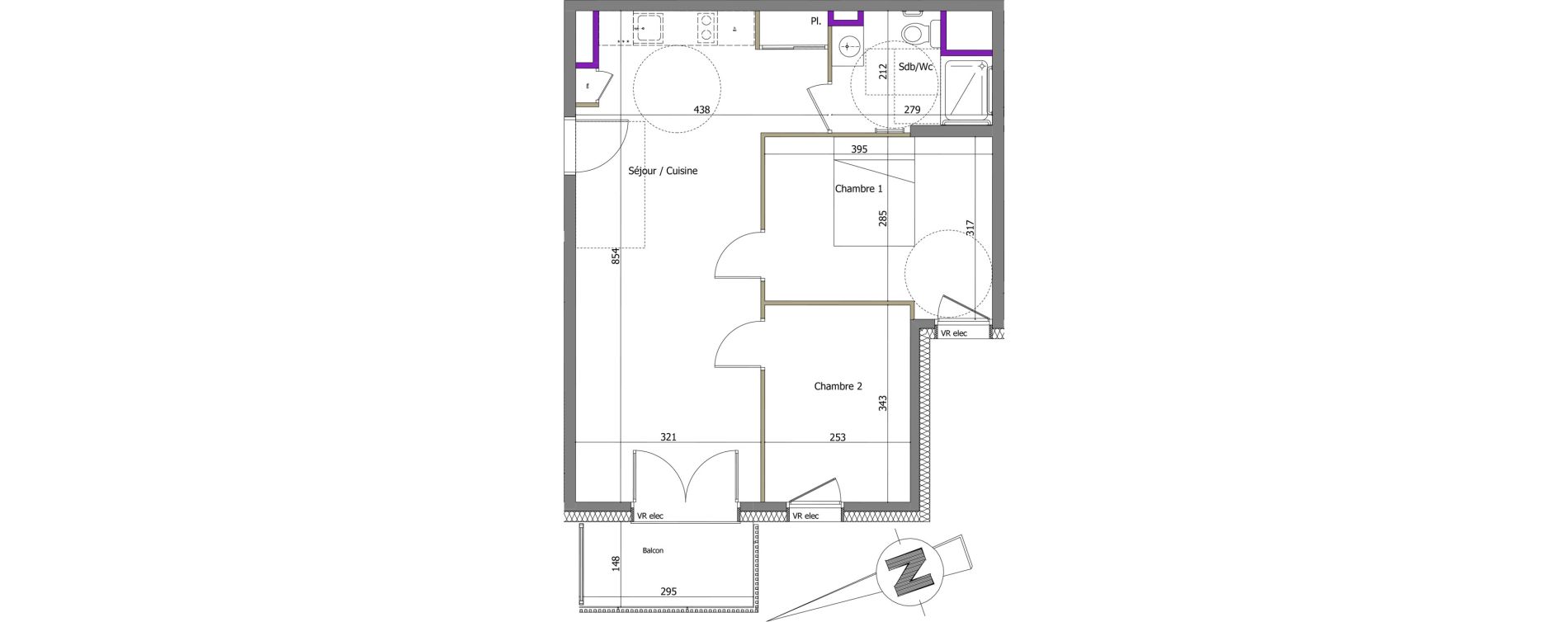 Appartement T3 de 54,36 m2 &agrave; Th&ocirc;nes Centre