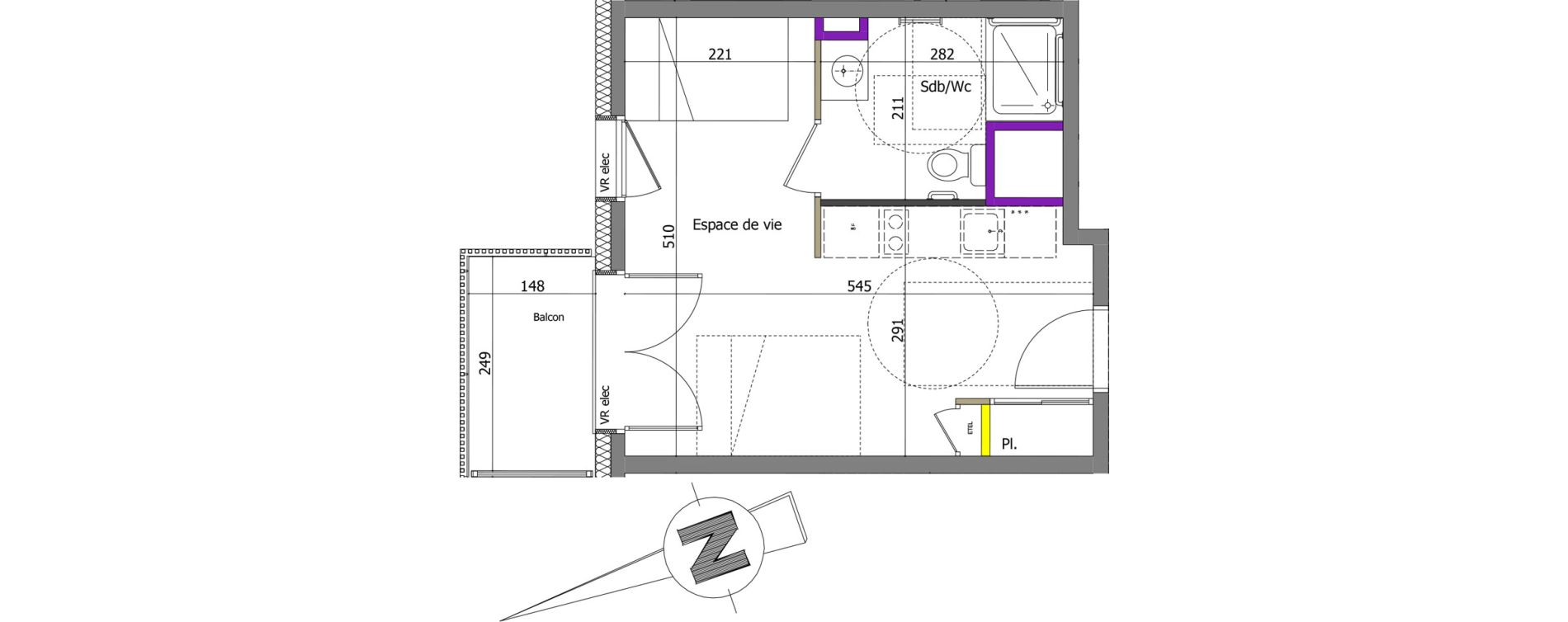 Appartement T1 de 25,15 m2 &agrave; Th&ocirc;nes Centre
