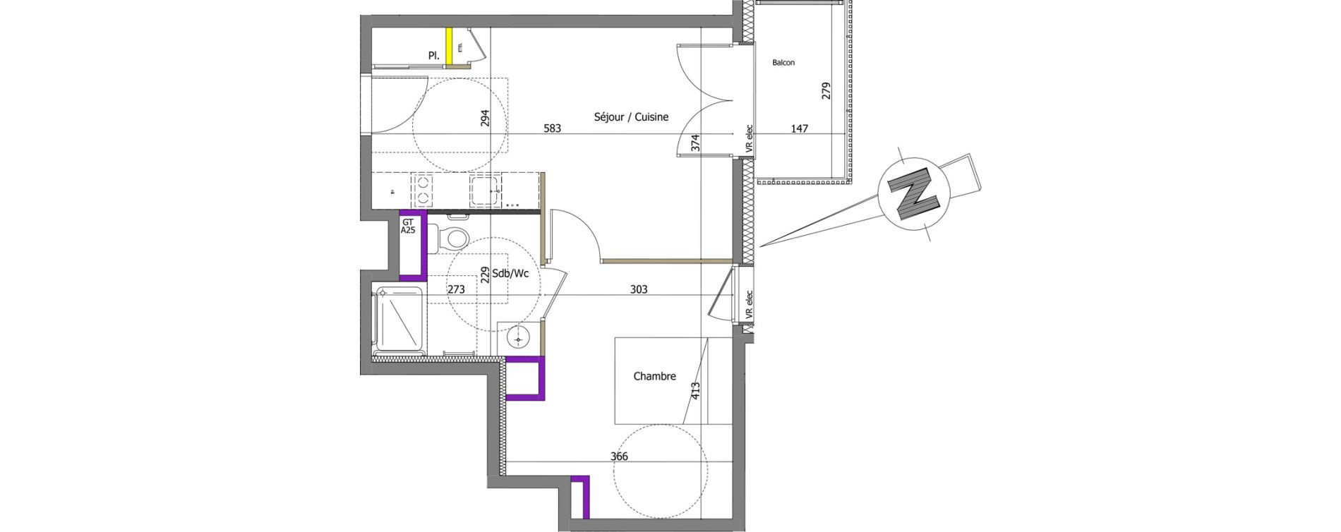 Appartement T2 de 37,24 m2 &agrave; Th&ocirc;nes Centre