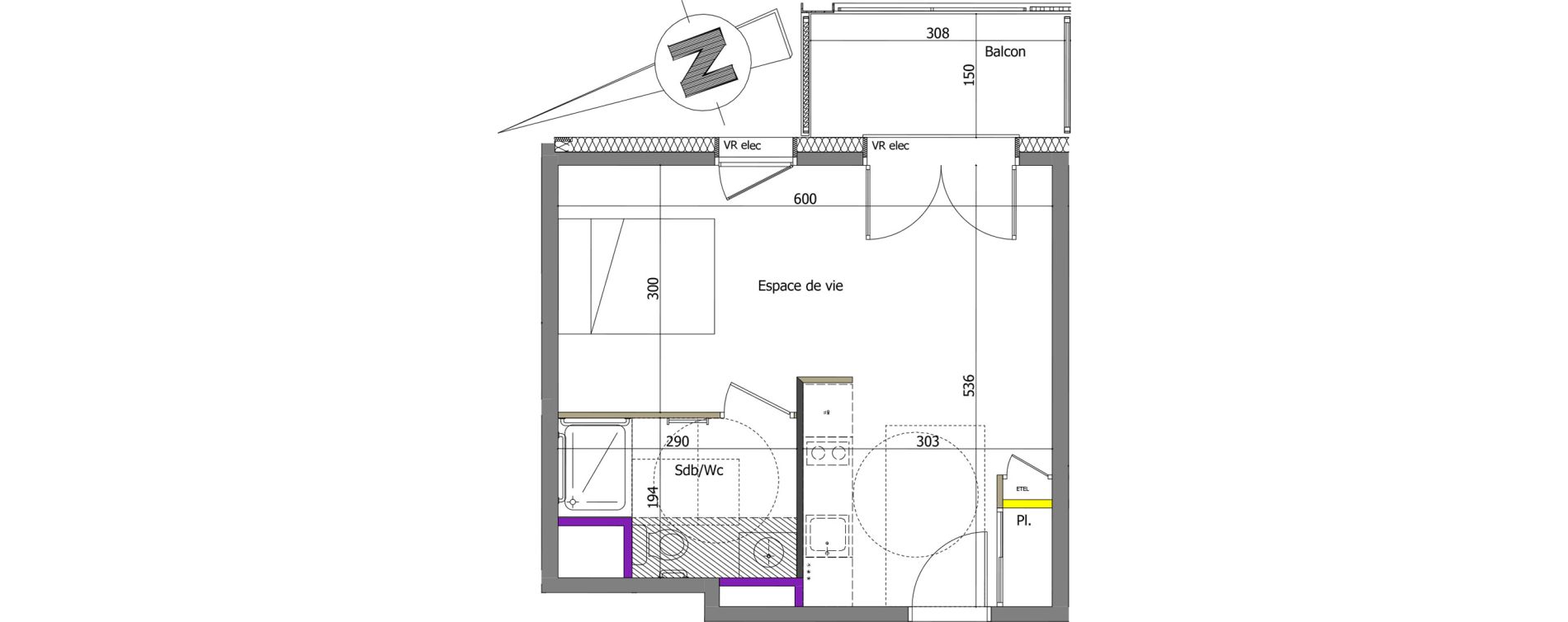 Appartement T1 de 29,69 m2 &agrave; Th&ocirc;nes Centre