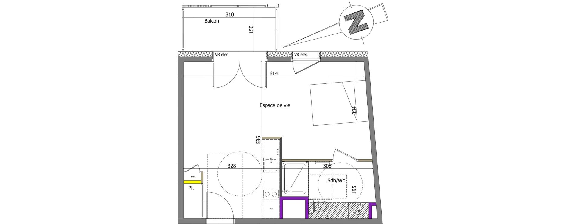 Appartement T1 de 32,50 m2 &agrave; Th&ocirc;nes Centre